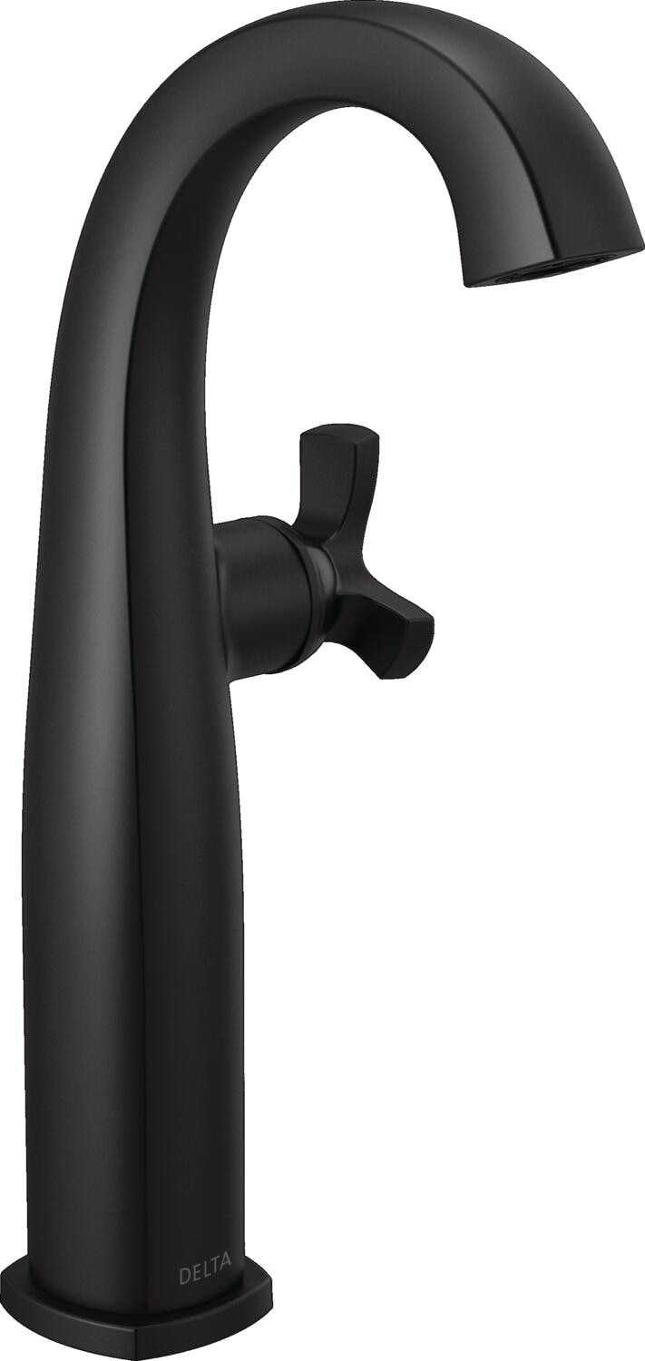 Delta Stryke Matte Black Vessel 1-handle WaterSense Mid-arc Residential Handle Bathroom Sink Faucet