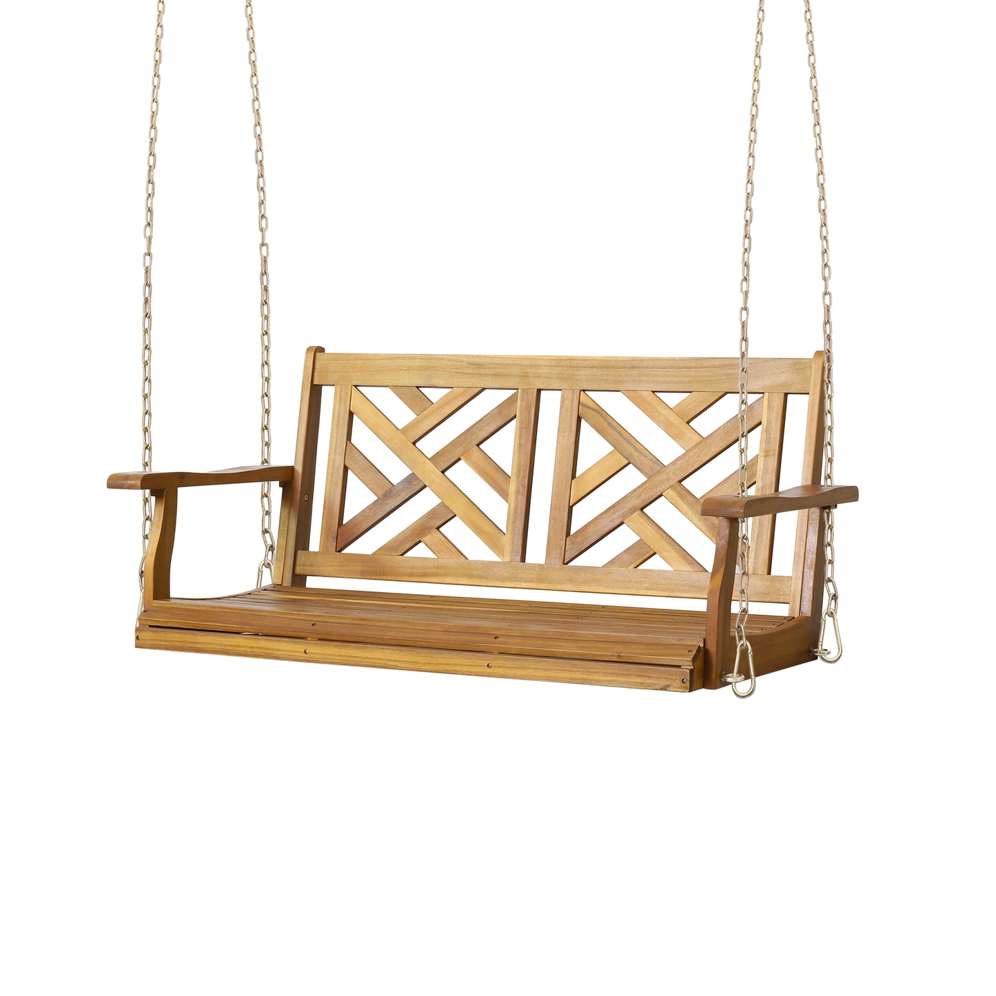 CESICIA Porch Swing 2 -person Teak Wood Outdoor Swing