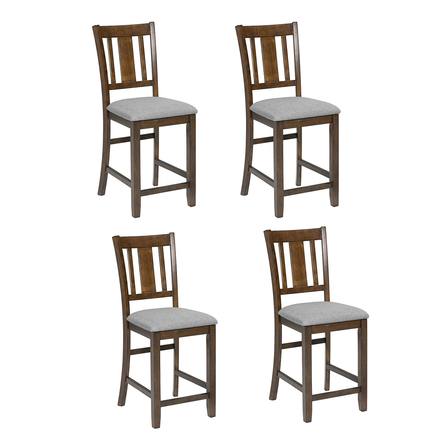 SINOFURN Set of 4 Rustic Polyester Upholstered Dining Side Chair (Wood Frame)