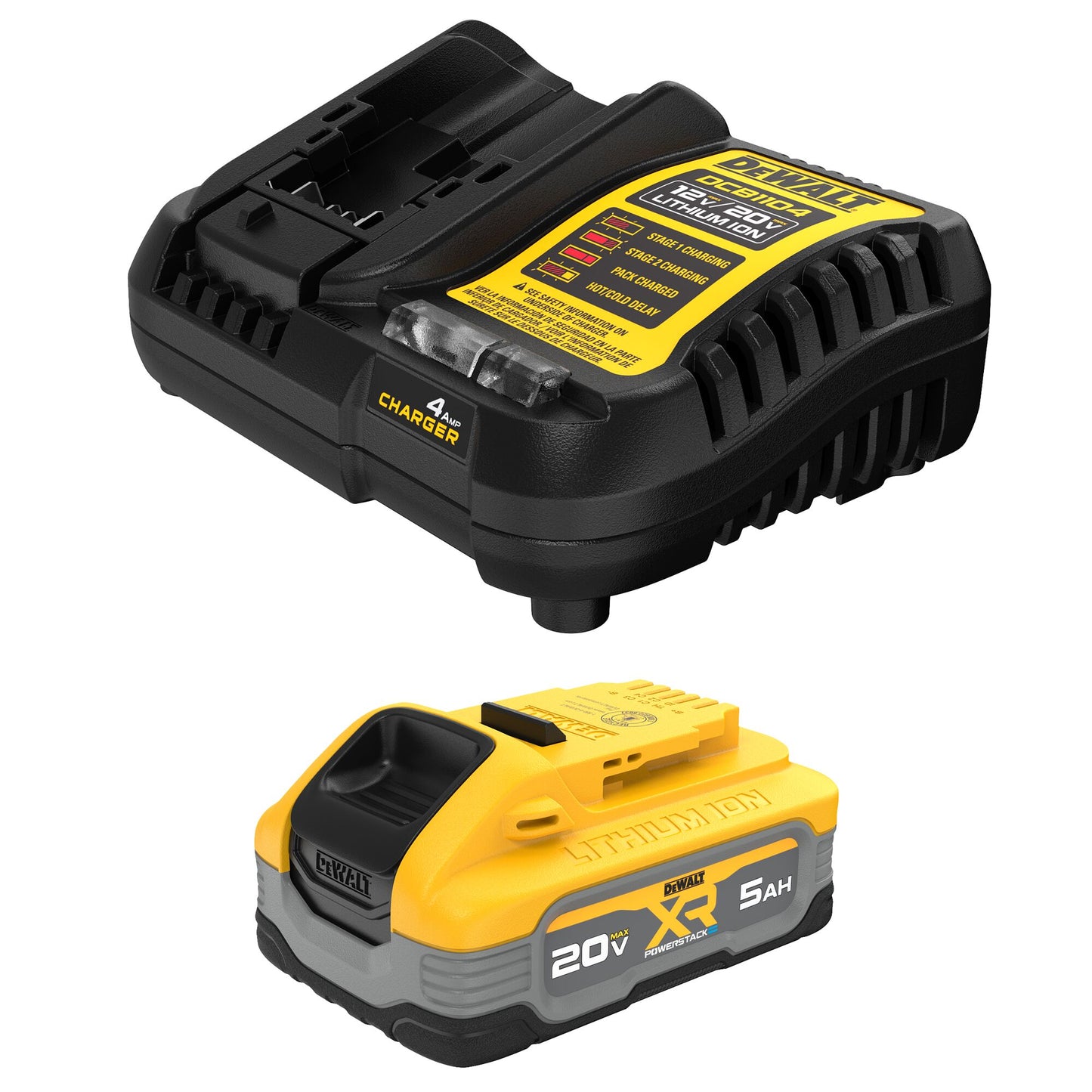 DEWALT XR POWERSTACK 20-V Lithium-ion Battery and Charger (5 Ah) DCBP520C