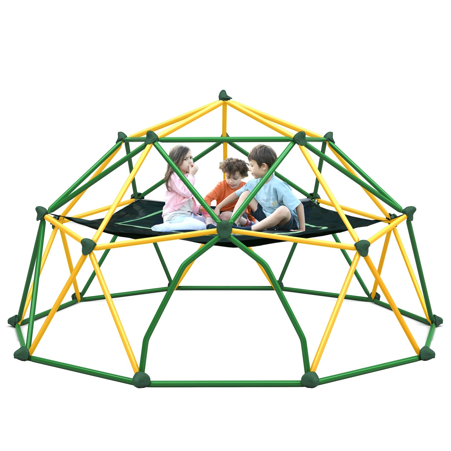 Siavonce 12ft Geometric Dome Climber Play Center Kids Climbing Dome Tower with Hammock Rust and UV Resistant Steel Supporting 1000 LBS