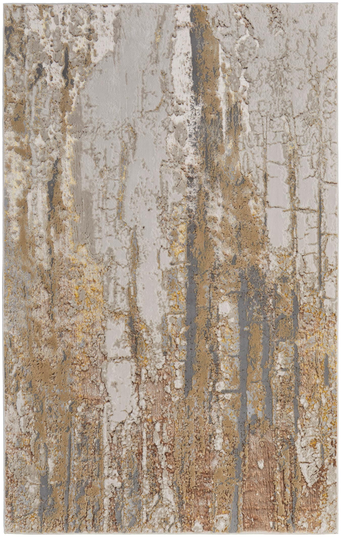 Room Envy 6 x 9 (ft) Loomed Polyester Ivory/Gold/Brown Rectangular Indoor Abstract Professionally Clean Only Area rug
