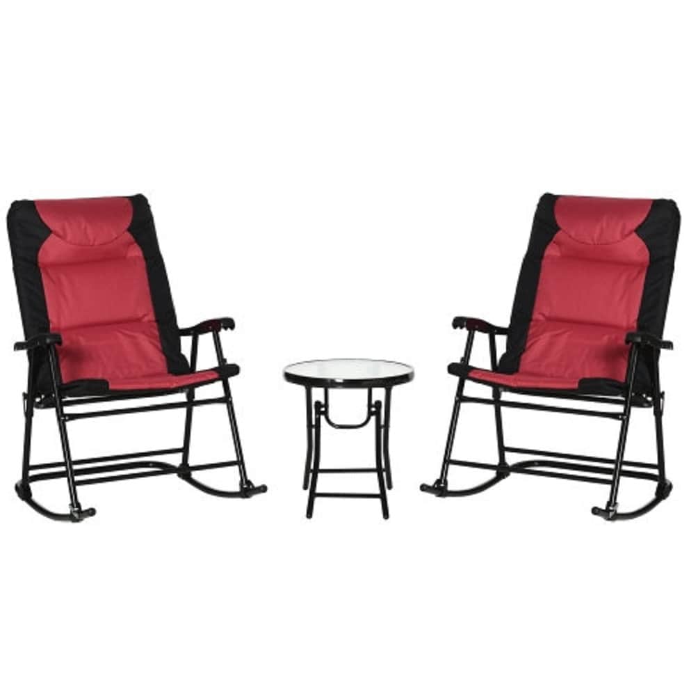 ZAKLOOP 3 -Piece Patio Conversation Set with Red