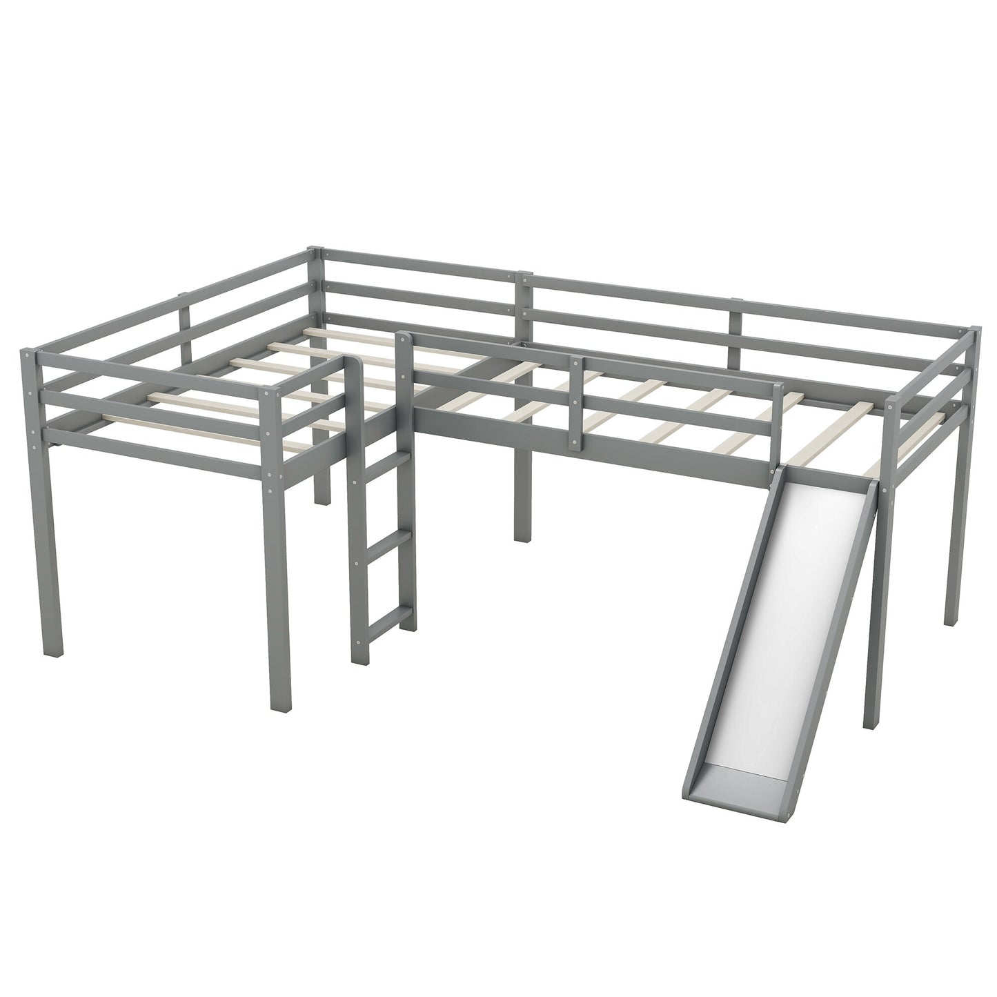 Qualler Twin Gray Wood Bed Frame with Headboard