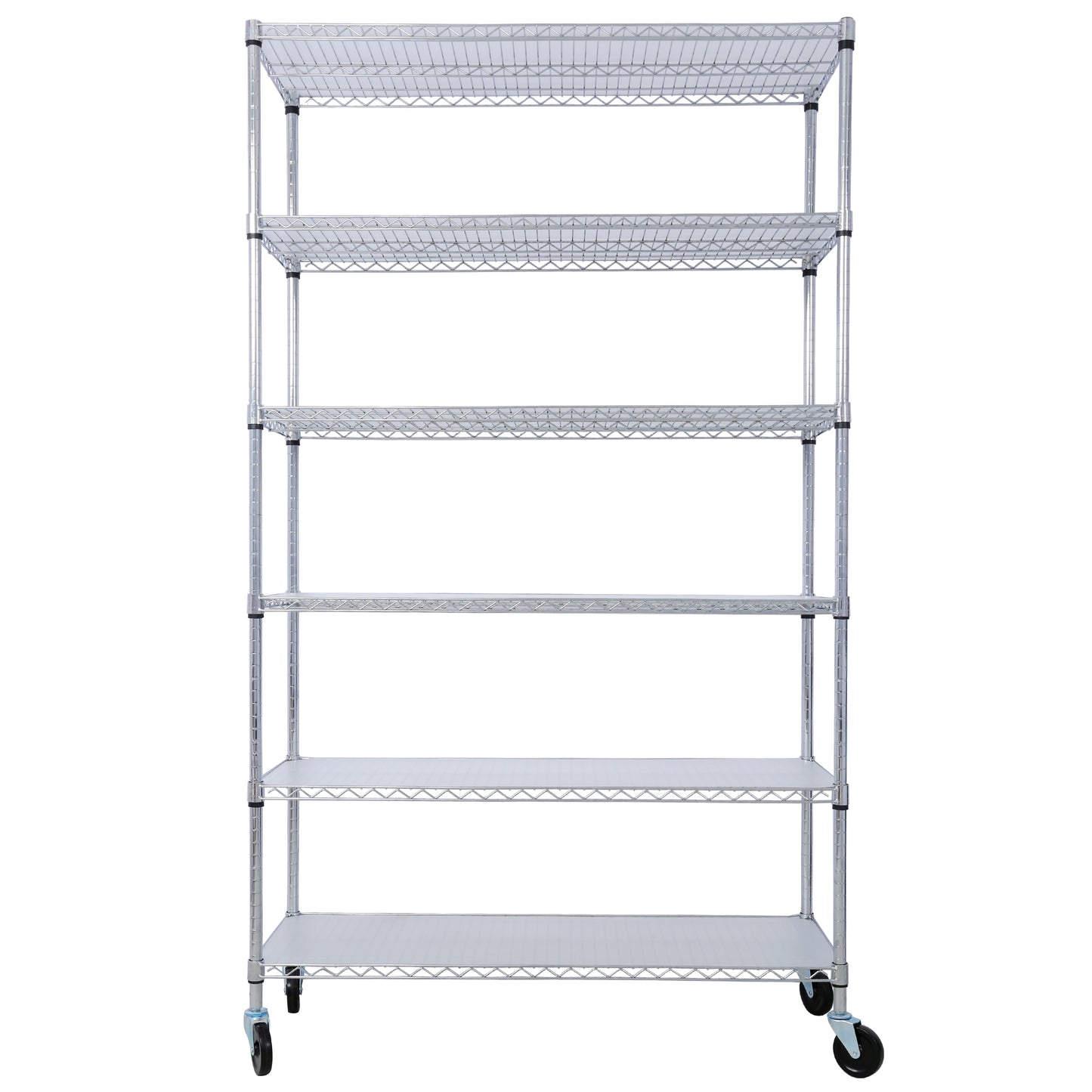 Kahomvis 6 -Tier Heavy Duty Chrome Metal Utility shelving unit with Wire Shelves ( 48-in W x 18-in D x 82-in H )