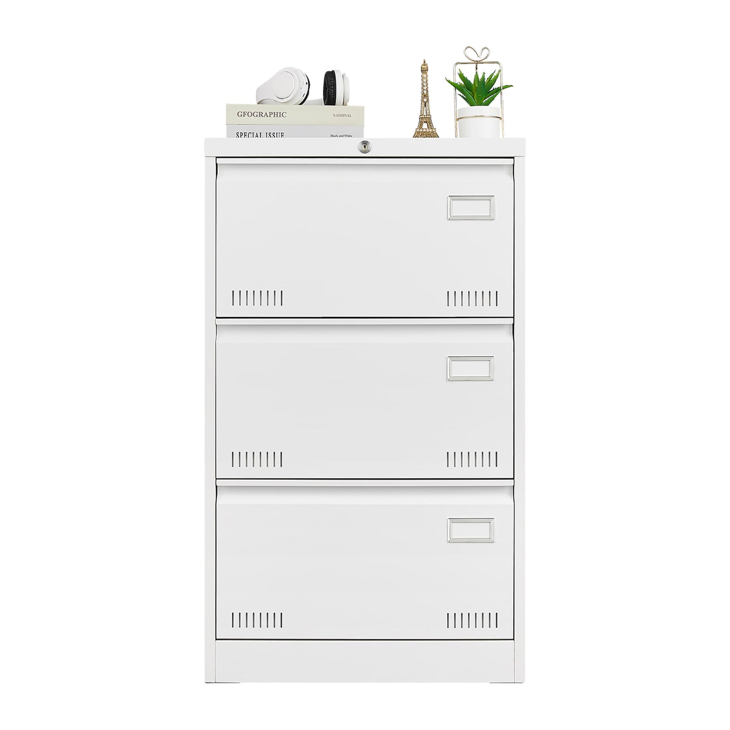 SINOFURN White 3 -Drawer 23.6-in File Cabinet