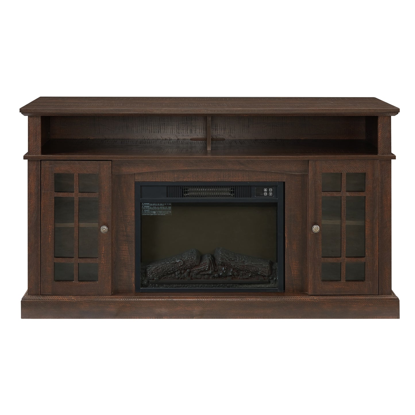 SINOFURN 58.25-in W Brown TV Stand with Fan-forced Corner or flat wall with Remote Control Included