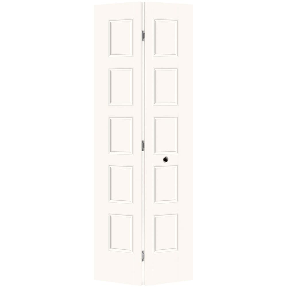 Masonite Riverside 30-in x 80-in Snowstorm 5-panel Smooth Hollow core Prefinished Molded composite Closet Bifold Door ( Hardware Included )