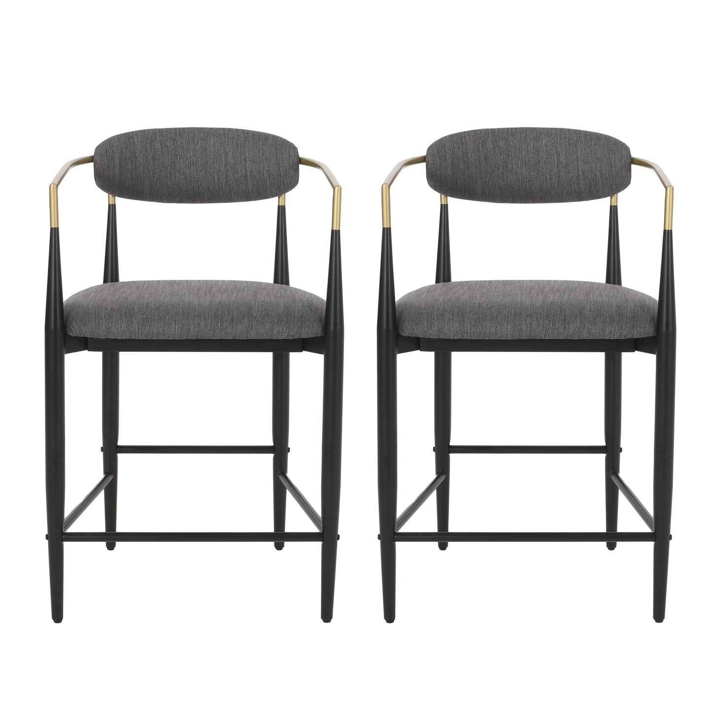 Best Selling Home Decor Gray 25.0-in H Counter height Upholstered Metal Bar Stool 2 -Pack