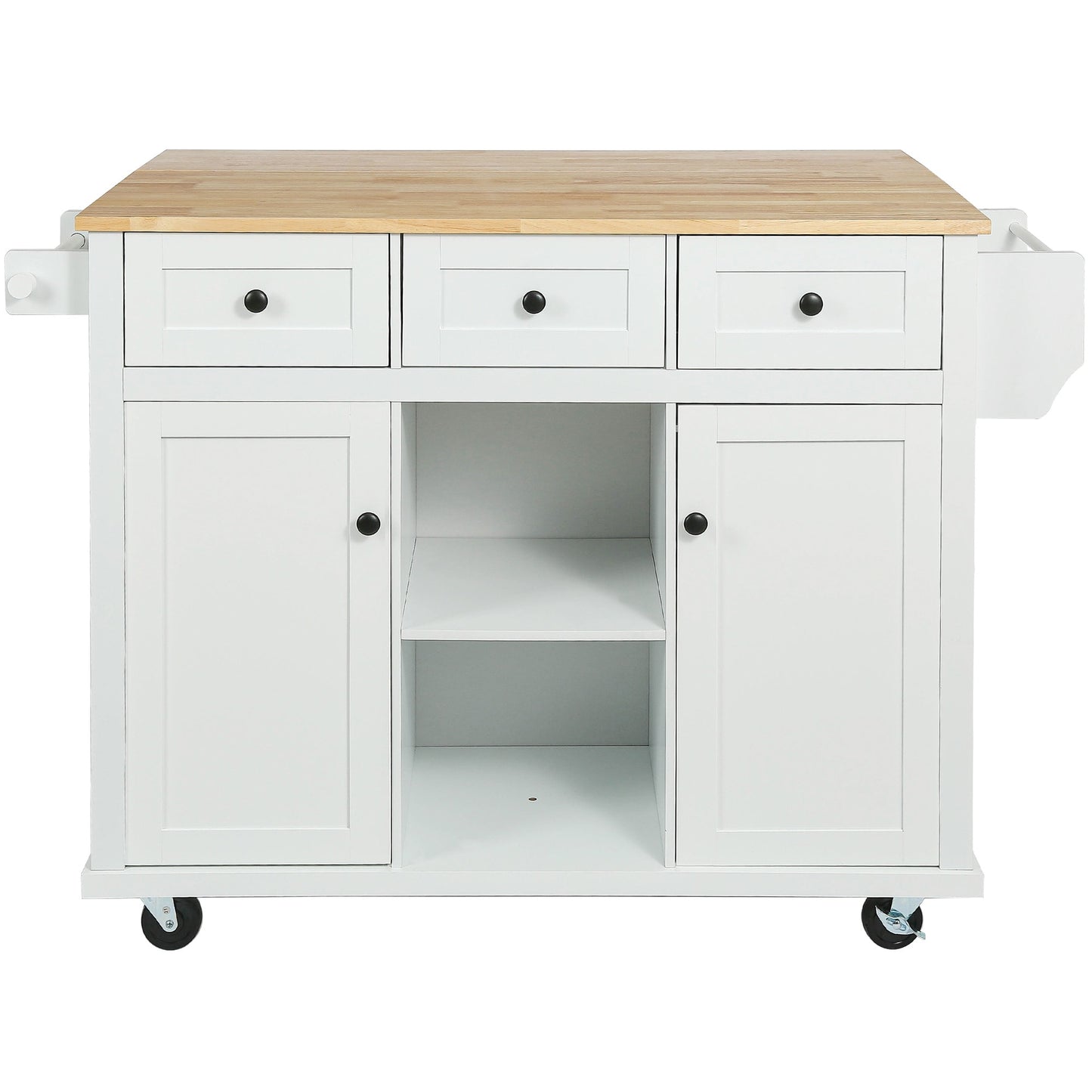 Nestfair White Wood Base with MDF Wood Top Rolling Kitchen Island ( 29.5-in x 53.1-in x 37.2-in )