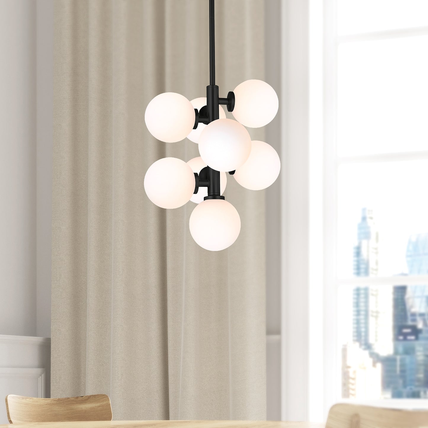 CWI Lighting Arya 8 -Light Black Modern/contemporary Acrylic Globe Mini Indoor Hanging Pendant Light