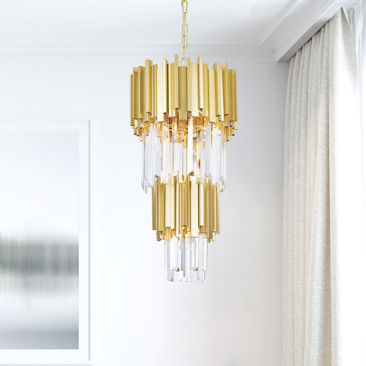 CWI Lighting Deco 4 -Light Medallion Gold Modern/contemporary Geometric Indoor Hanging Pendant Light