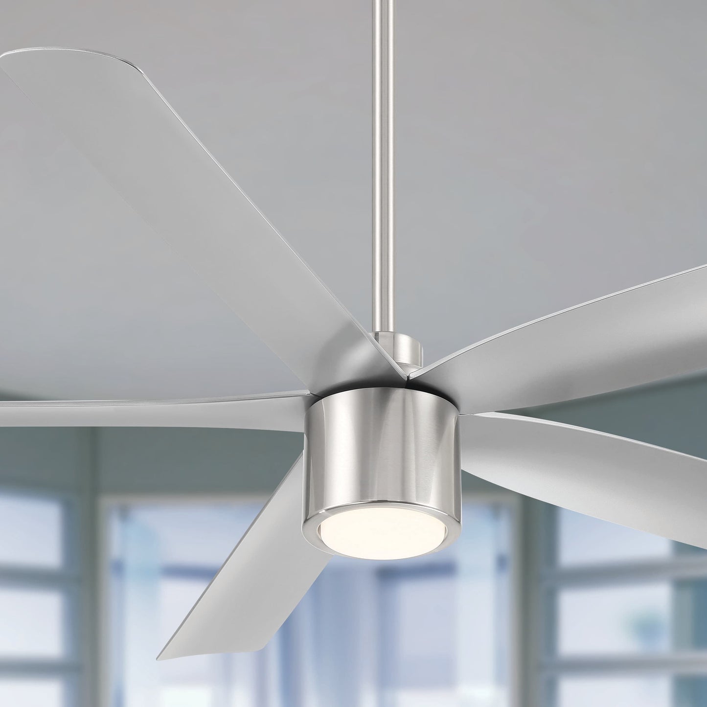 Arranmore Lighting & Fans RAVIAN 60-in Brushed Nickel with Matte Blades Covered Outdoor Ceiling Fan With Light and Remote Included 5 -Blade