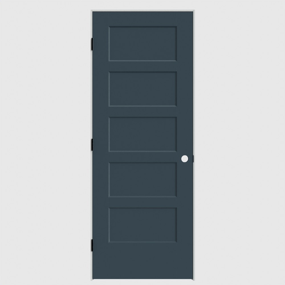 Masonite 32-in x 80-in Slate Solid core 5-panel Right hand Smooth Primed Molded composite Flat Jamb Single Prehung Interior Door with