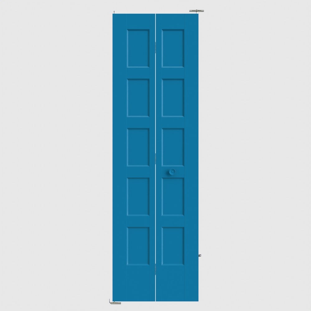 Masonite Bayshore 24-in x 80-in Blue Heron 5-panel Smooth Hollow core Primed Molded composite Closet Bifold Door ( Hardware Included )