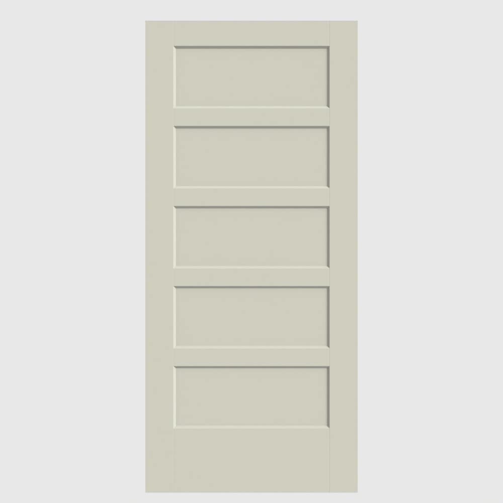 Masonite Bayshore 36-in x 80-in Moonglow 5-panel Smooth Solid core Primed Molded composite Slab Door