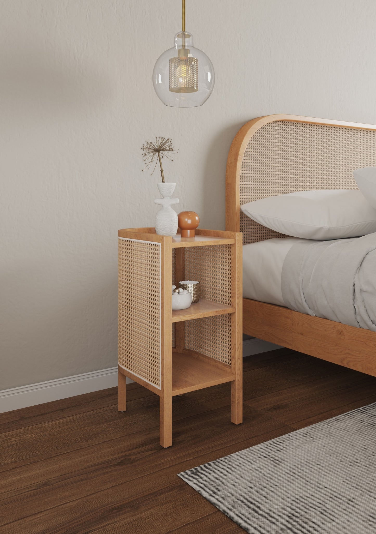 Manhattan Comfort Nature Ash 11.81-in W x 24.41-in H Modern Nightstand