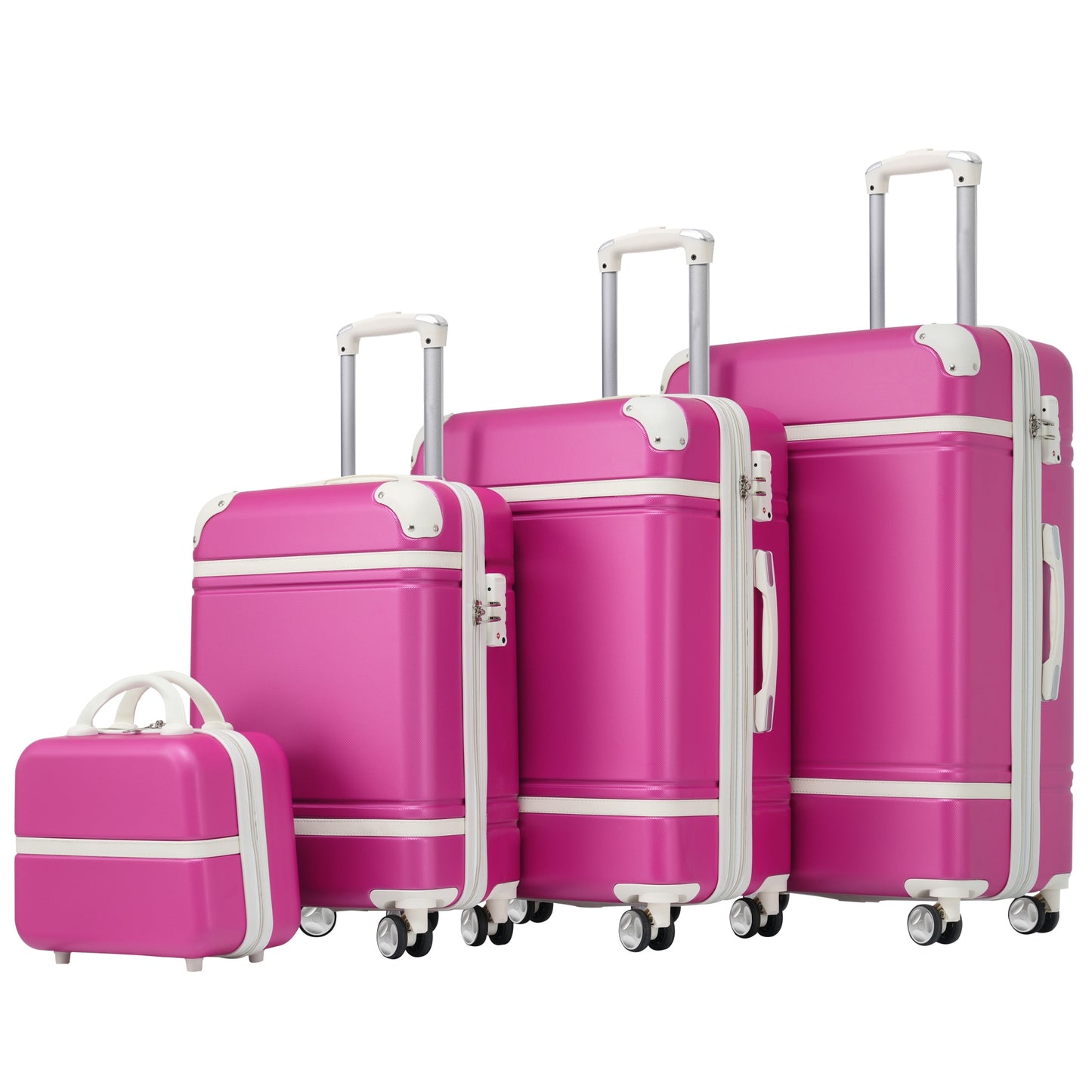 Flynama 20.1'' x 12.4'' x 30.3'' Pink Plastic Hardshell Suitcase set