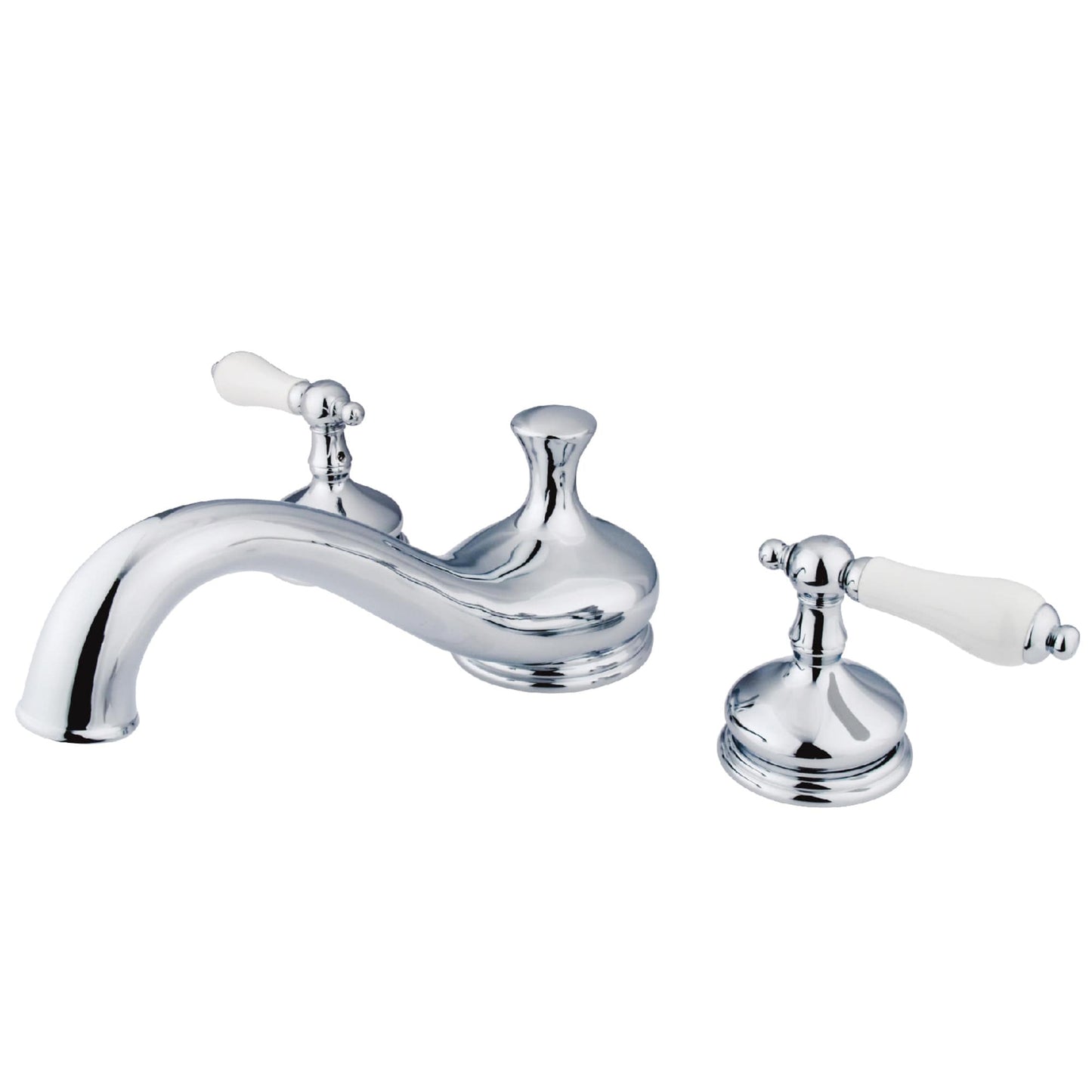 Kingston Brass Heritage Polished chrome 2-handle Deck-mount Roman Low-arc Bathtub Faucet ( Valve Included )