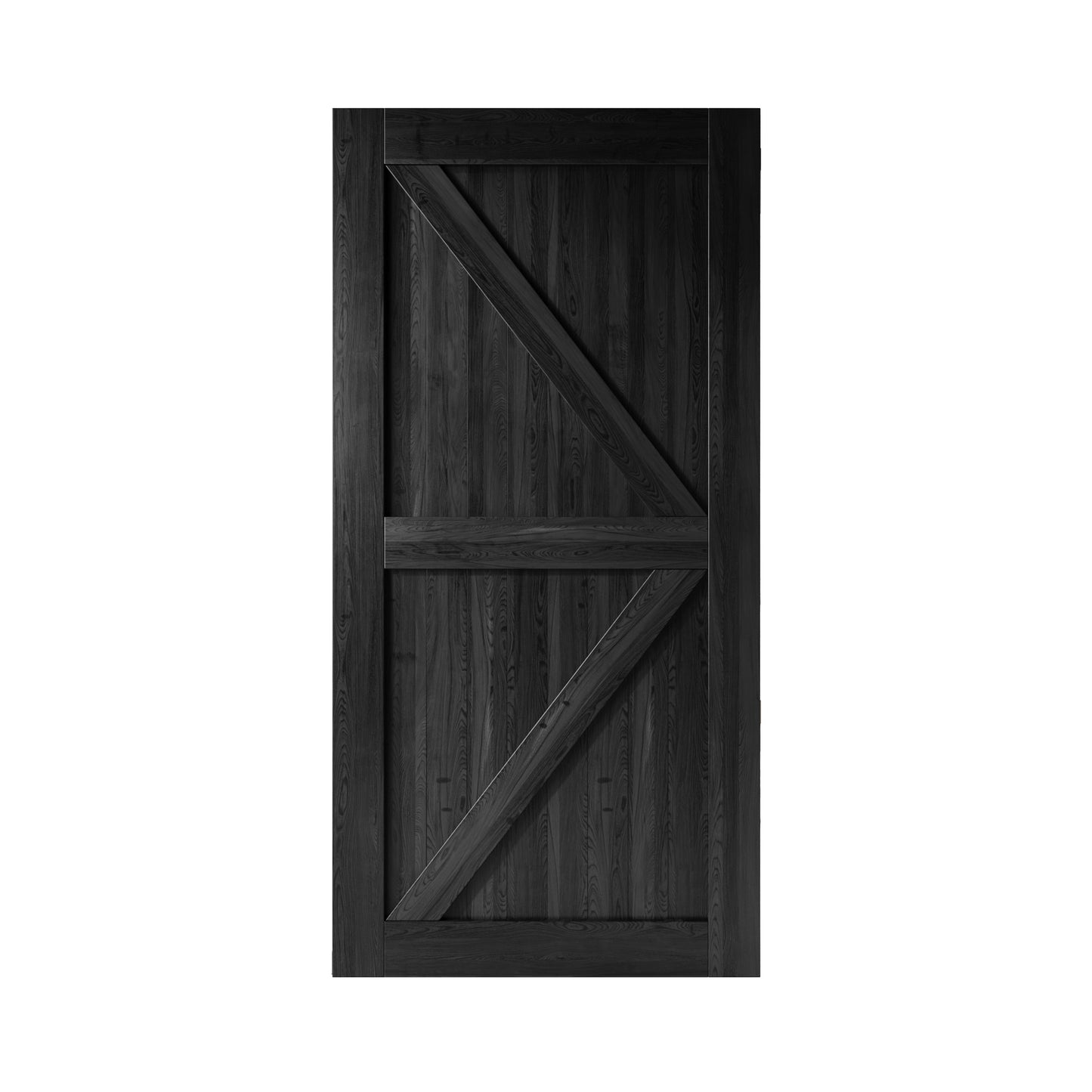 HOMACER 48-in x 84-in Black Prefinished K-frame Pine Wood Solid core Single Barn Door (Hardware Not Included)