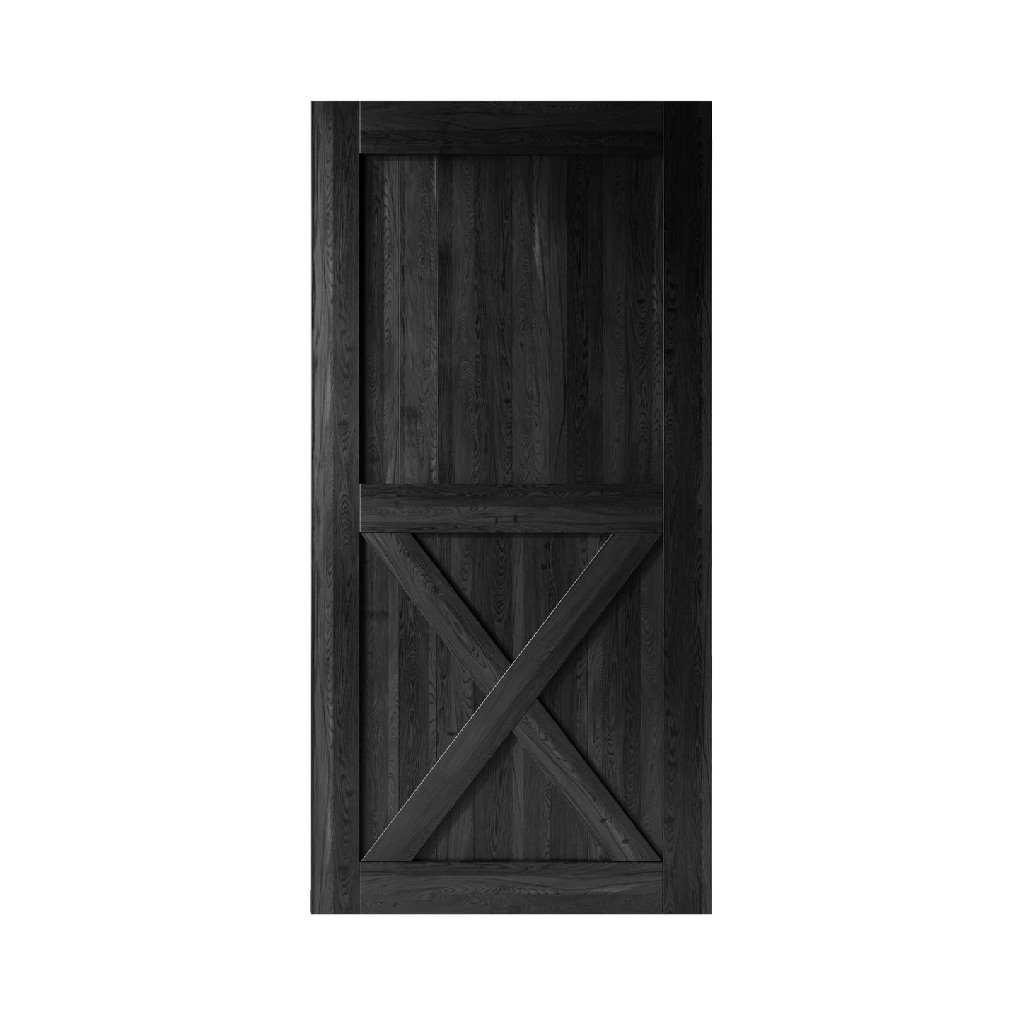 HOMACER 60-in x 84-in Black Prefinished X-frame Pine Wood Solid core Single Barn Door (Hardware Not Included)