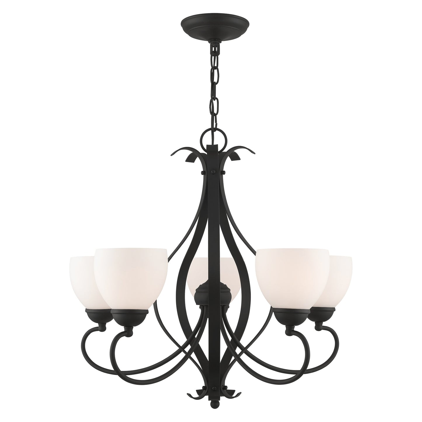 Livex Lighting Brookside 5 -Light Black Indoor Etched glass Glass Metal Chandelier