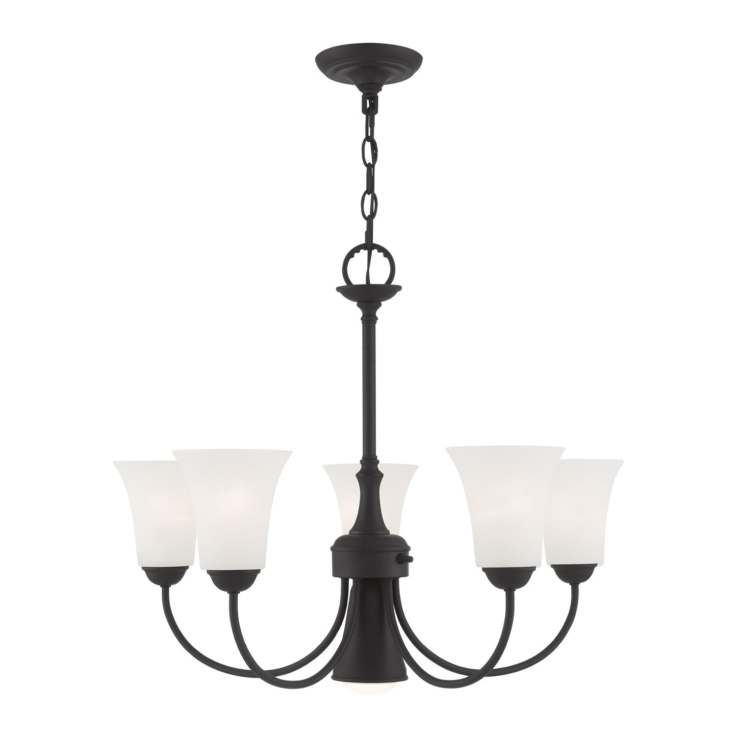 Livex Lighting Ridgedale 6 -Light Black Indoor Opal glass Glass Metal Chandelier