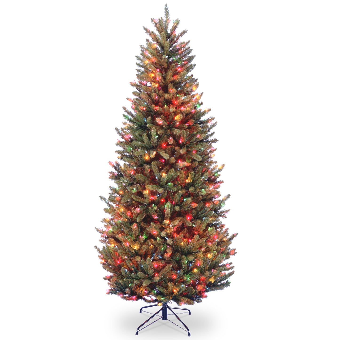 National Tree Company 7.5-ft Fraser fir Pre-lit Slim Artificial Christmas Tree with White Incandescent Lights