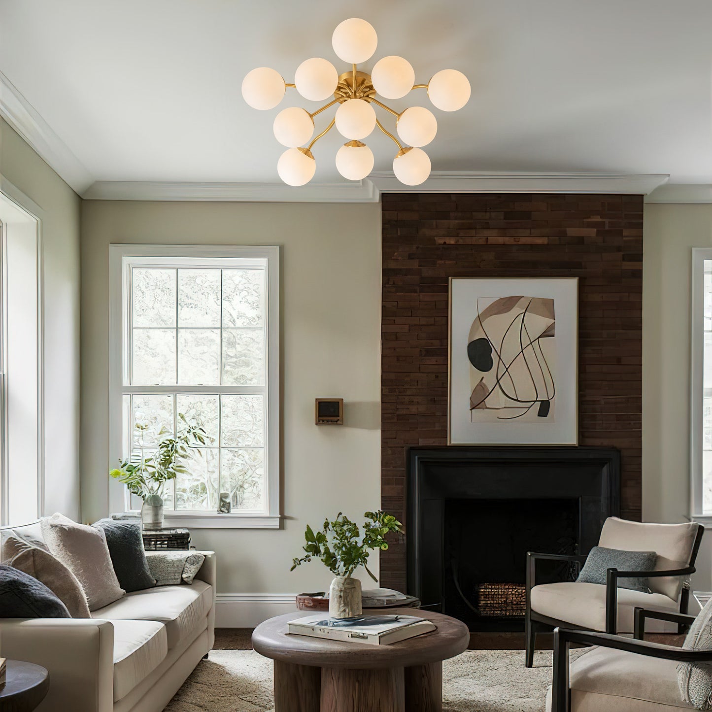 Zicbol 11 -Light 30.7-in Brushed Brass Semi Flush Mount Light