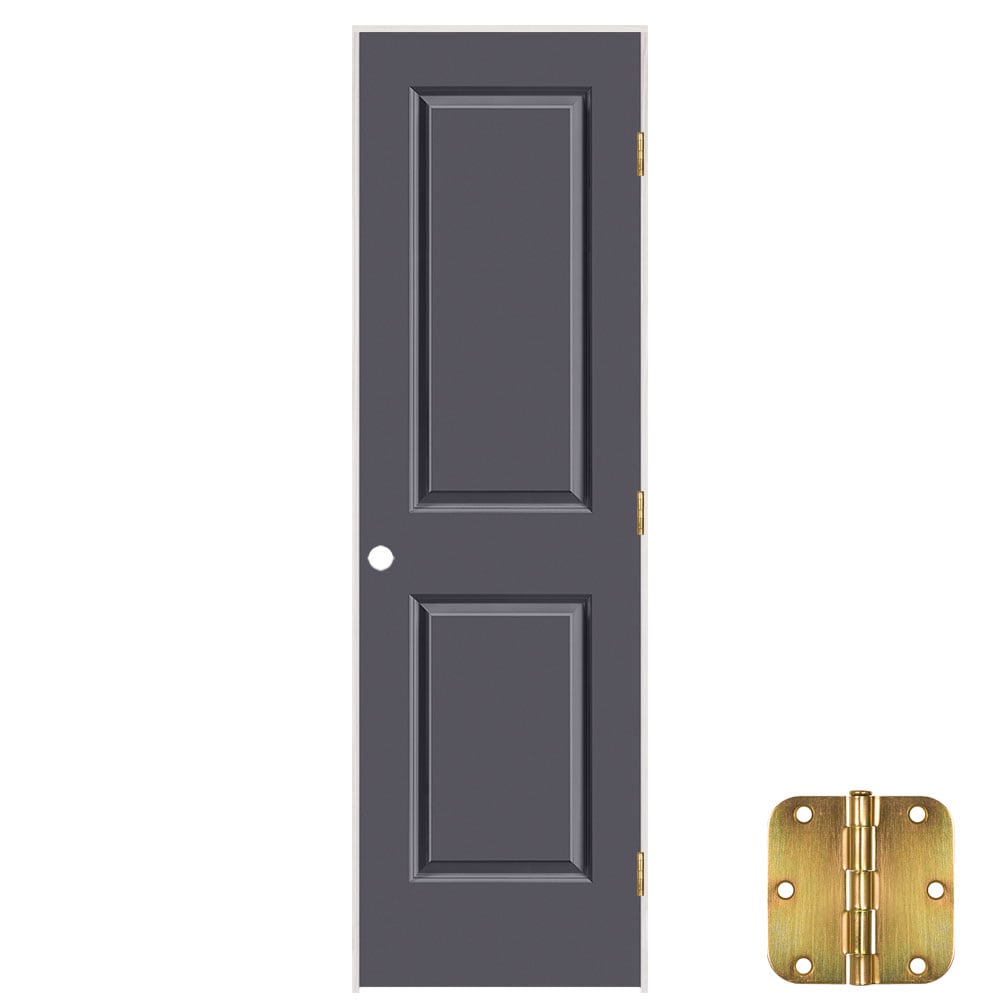 Masonite 24-in x 80-in Slate Solid core 2-panel Left hand Smooth Prefinished Molded composite Flat Jamb Single Prehung Interior Door with