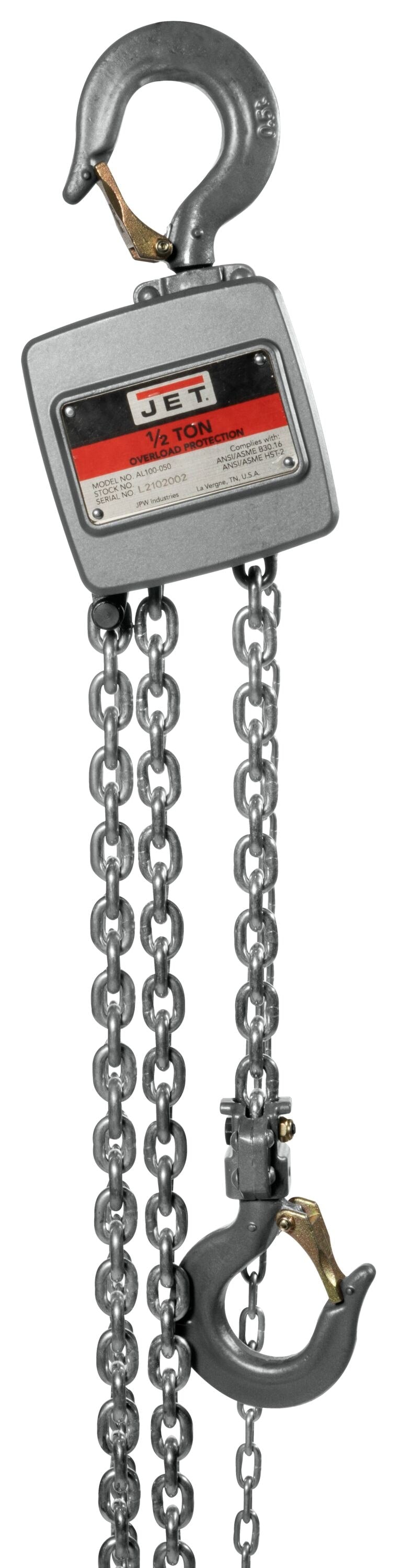 JET 1/2-ton Aluminum Hand Chain Hoist with 15-ft Of Lift Al100-050-15