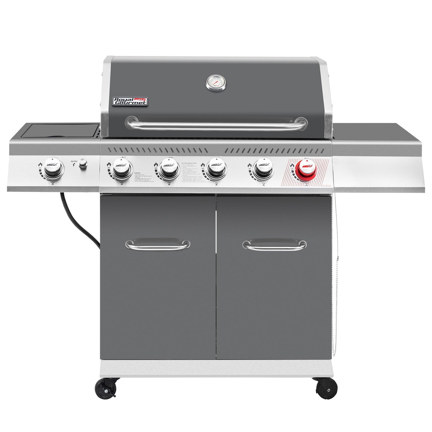 Royal Gourmet Cabinet Style Gray 5 -Burner Liquid Propane Gas Grill 1 -Side Burner