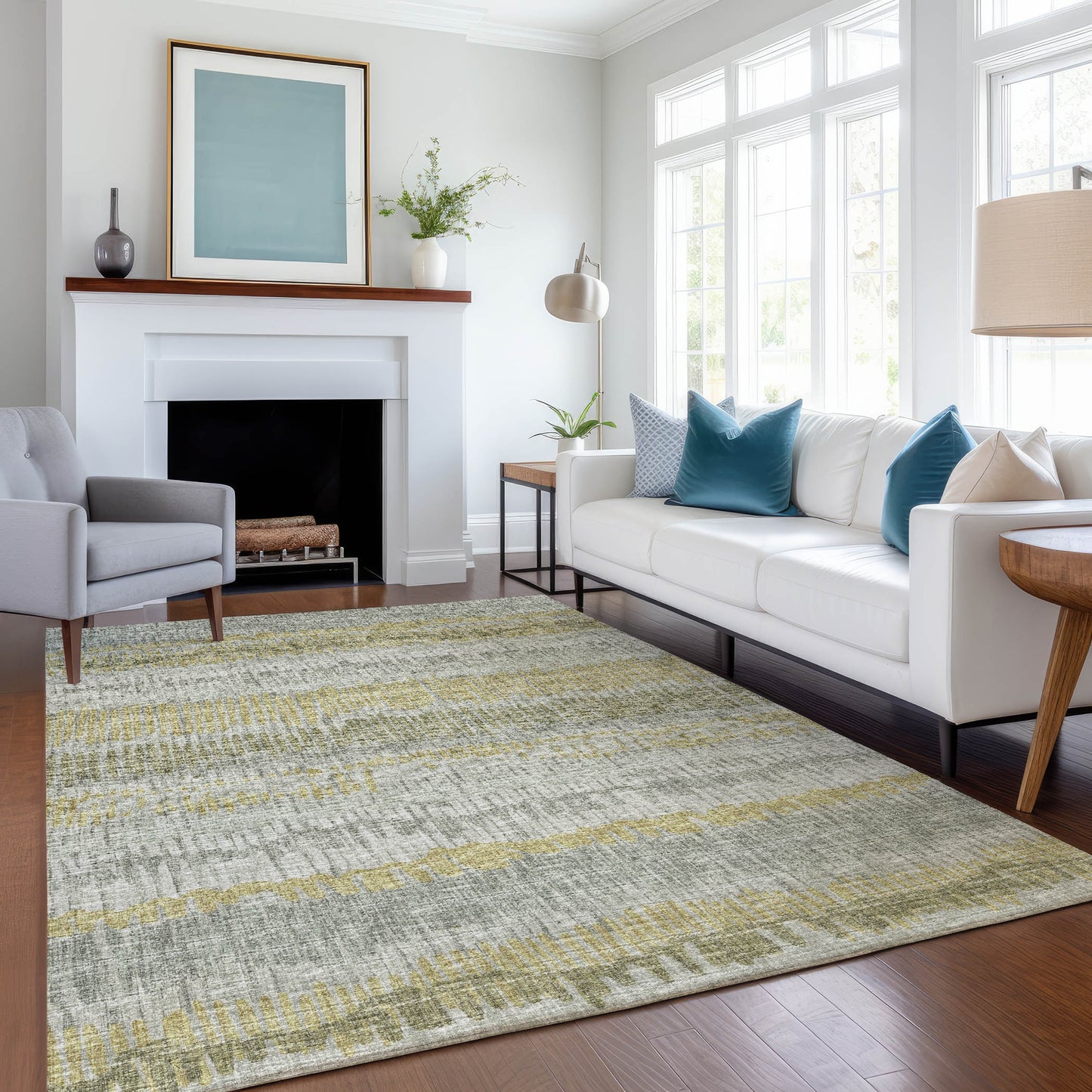 Addison Rugs Mayfield AMF37SG 8 x 10 (ft) Loomed Polyester Sage Rectangular Indoor Abstract Machine washable Pet Friendly Area rug