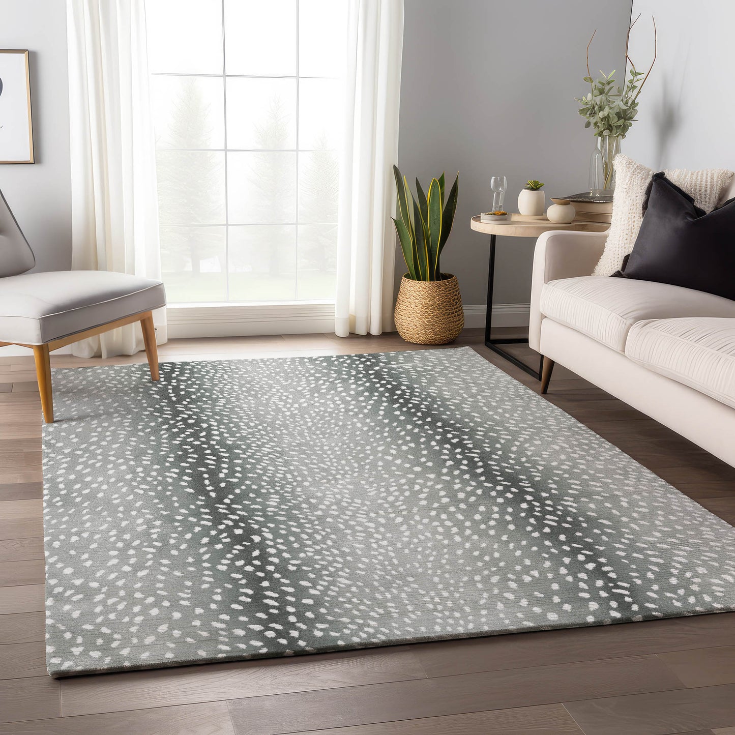 Addison Rugs Mayfield AMF44GR 8 x 10 (ft) Loomed Polyester Gray Rectangular Indoor Abstract Machine washable Pet Friendly Area rug