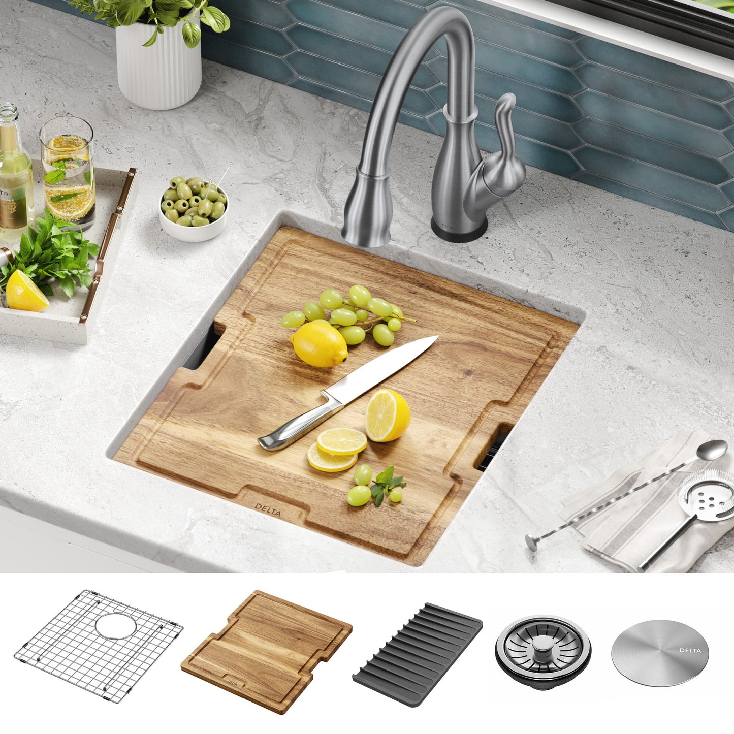 Delta 17-in L x 19-in W Stainless steel Undermount Commercial/Residential Bar Sink