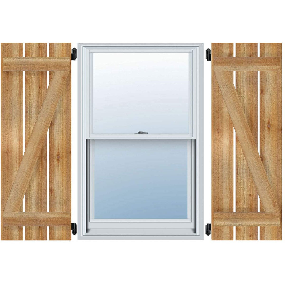 Ekena Millwork 34.75-in W x 72-in H Unfinished Paintable/Stainable Board and batten Spaced with z-bar Wood Exterior Shutters ( 2 -Pack )