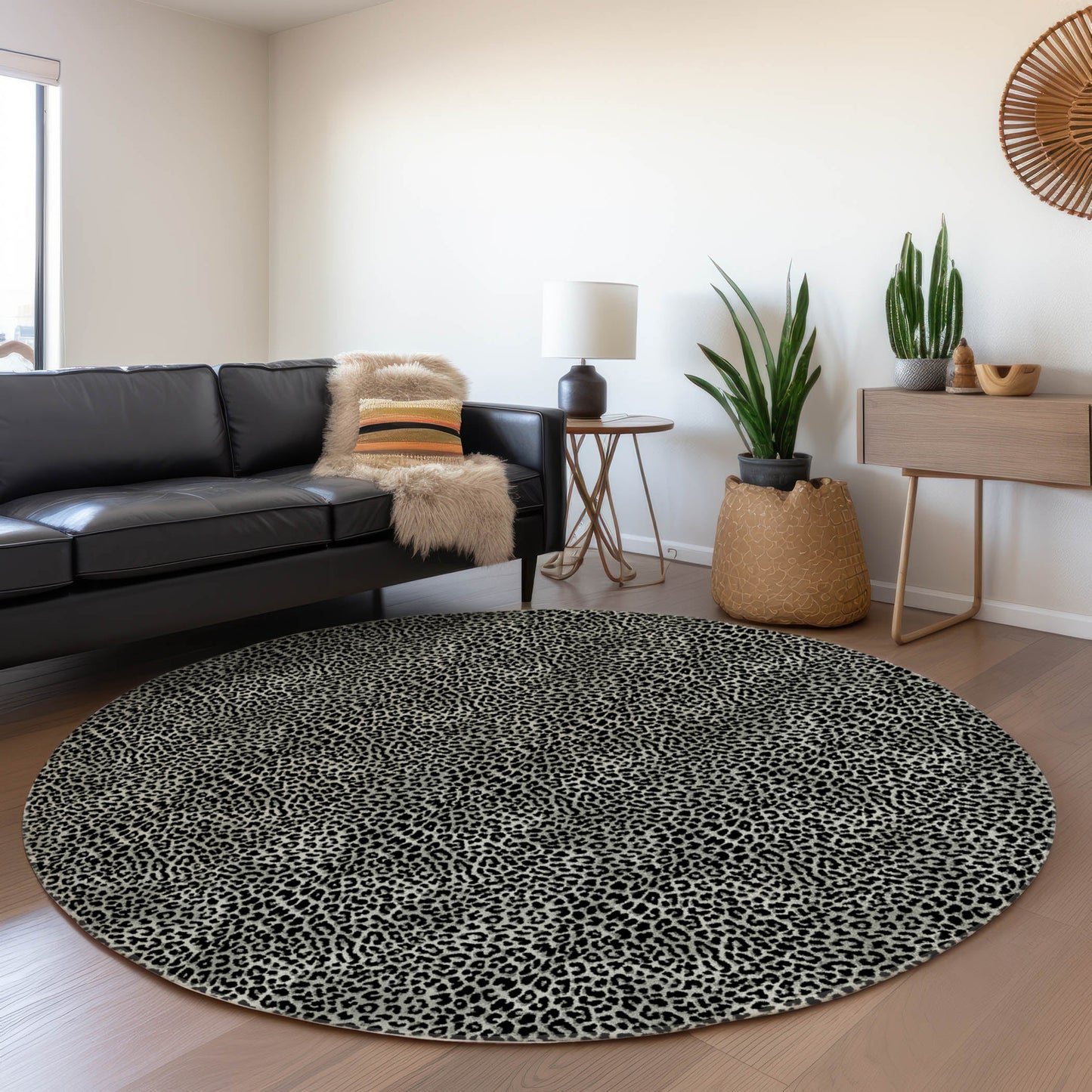 Addison Rugs Mayfield AMF43SH 8 x 8 (ft) Loomed Polyester Shadow Round Indoor Abstract Machine washable Pet Friendly Area rug