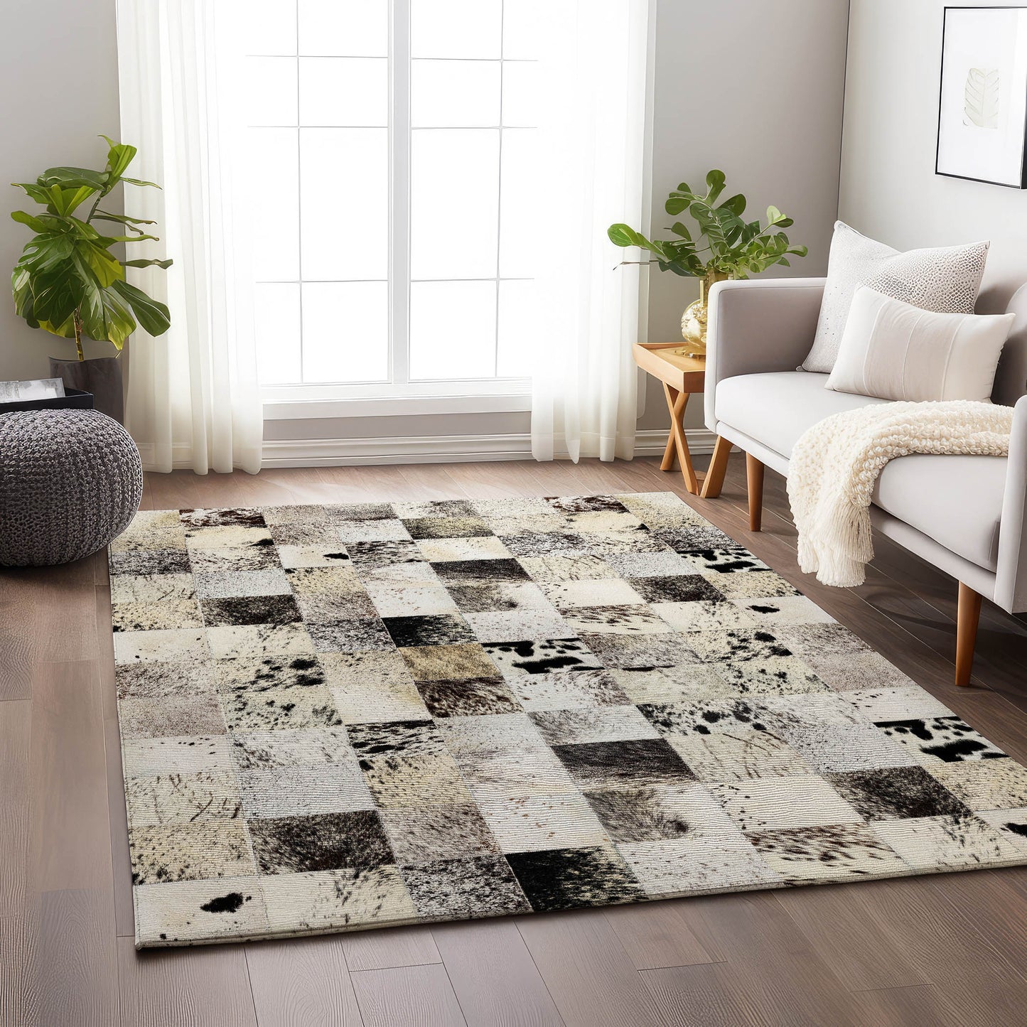Addison Rugs Mayfield AMF105GR 8 x 10 (ft) Loomed Polyester Granite Rectangular Indoor Abstract Machine washable Pet Friendly Area rug