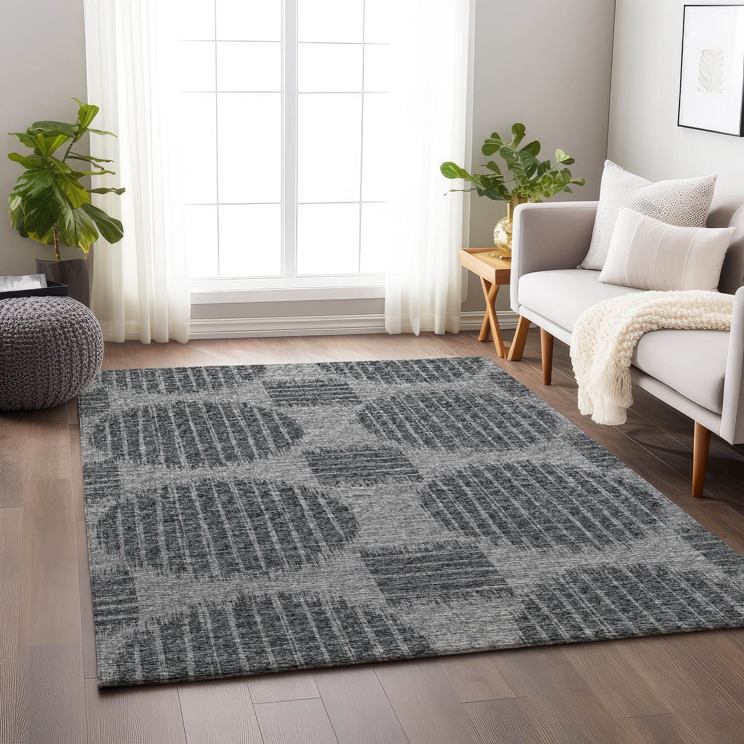 Addison Rugs Mayfield AMF119SH 8 x 10 (ft) Loomed Polyester Shadow Rectangular Indoor Geometric Machine washable Pet Friendly Area rug