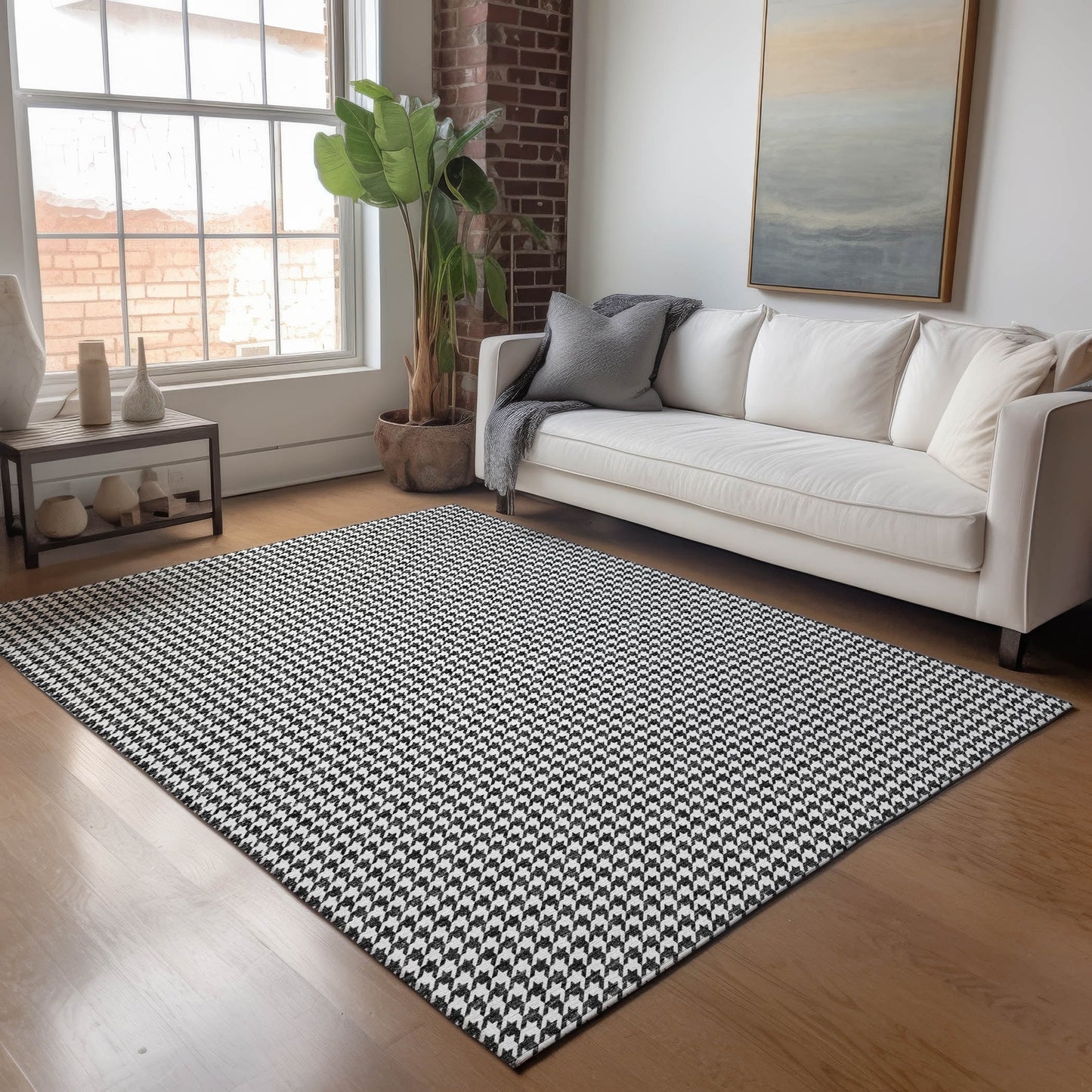 Addison Rugs Mayfield AMF137BK 9 x 12 (ft) Loomed Polyester Black Rectangular Indoor Geometric Machine washable Pet Friendly Area rug