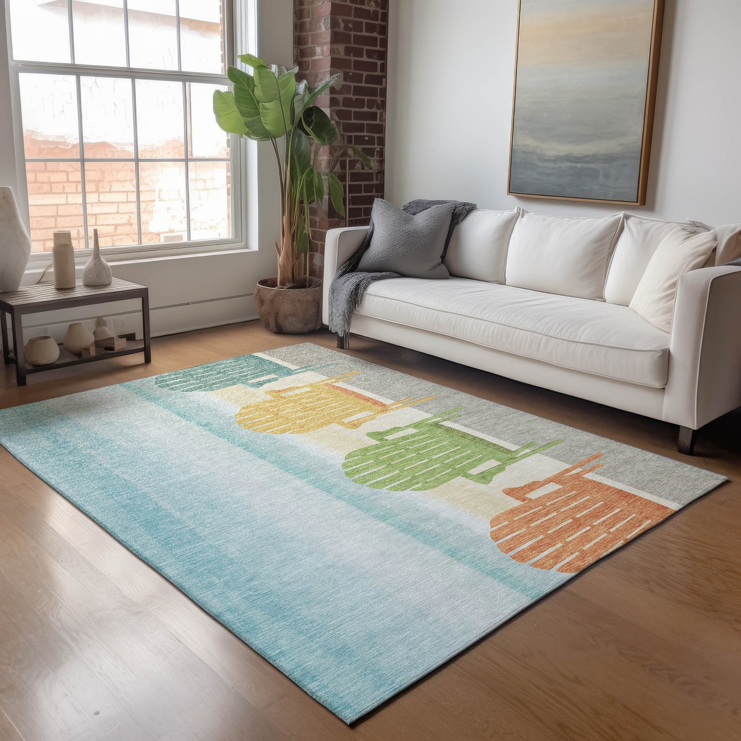 Addison Rugs Mayfield AMF146PD 9 x 12 (ft) Loomed Polyester Poolside Rectangular Indoor Geometric Machine washable Pet Friendly Area rug