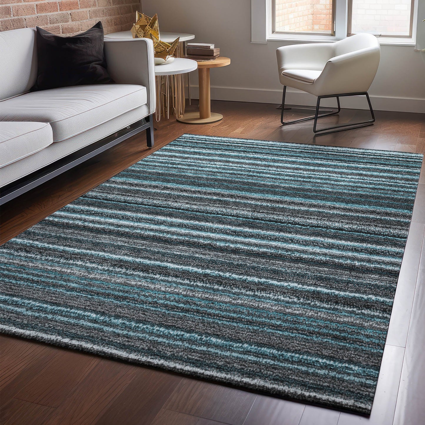 Addison Rugs Mayfield AMF598TE 9 x 12 (ft) Loomed Polyester Teal Rectangular Indoor Geometric Machine washable Pet Friendly Area rug