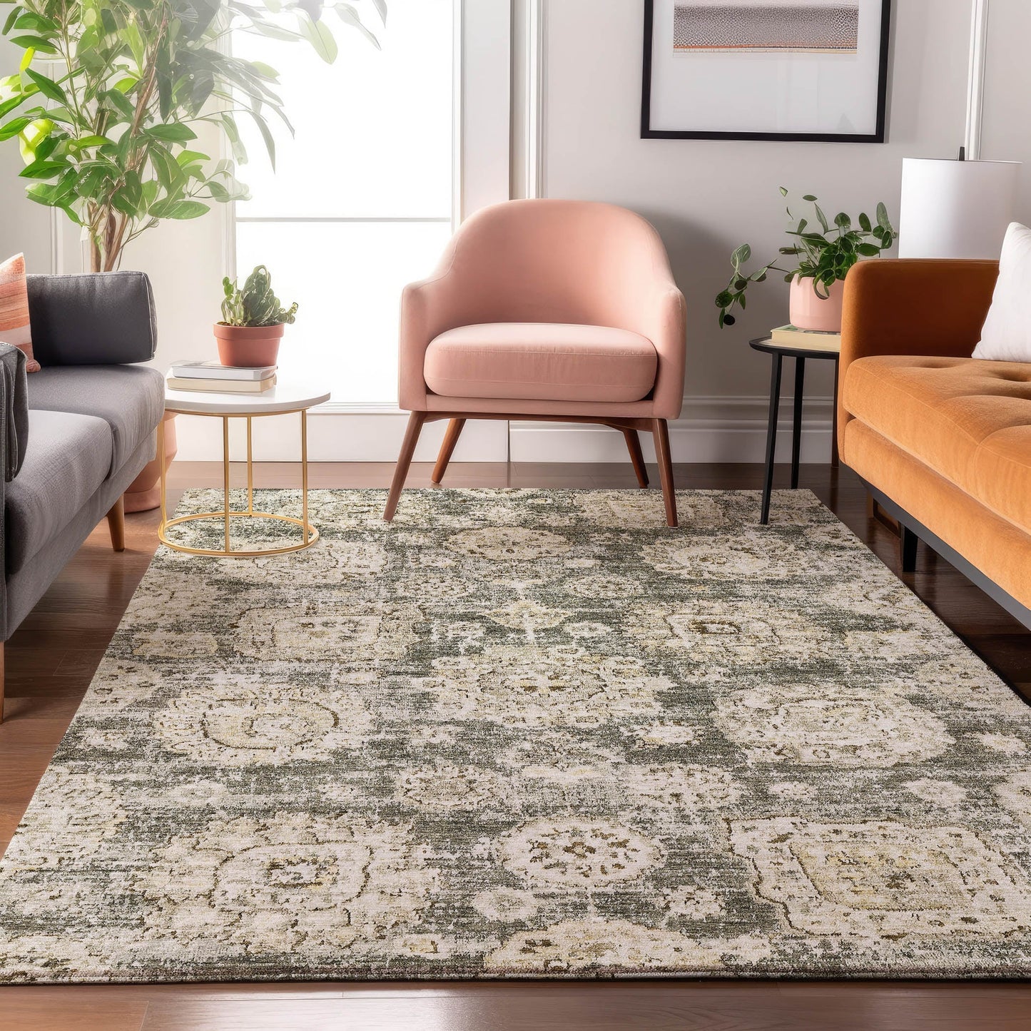 Addison Rugs Mayfield AMF634TP 8 x 10 (ft) Loomed Polyester Taupe Rectangular Indoor Geometric Machine washable Pet Friendly Area rug