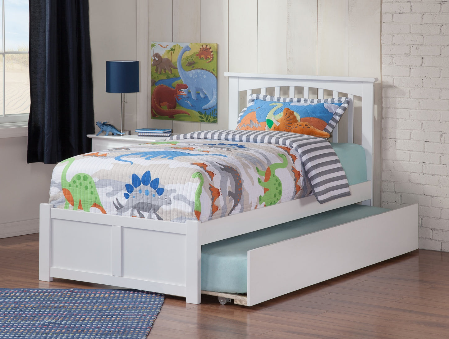 AFI Furnishings Twin White Wood Trundle Bed with Headboard