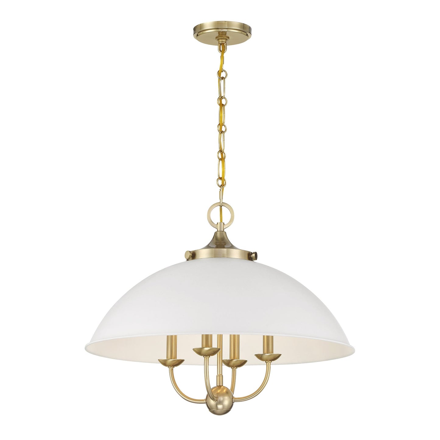 Savoy House Monterey 4 -Light White and Warm Brass Traditional Bowl Medium Indoor Hanging Pendant Light