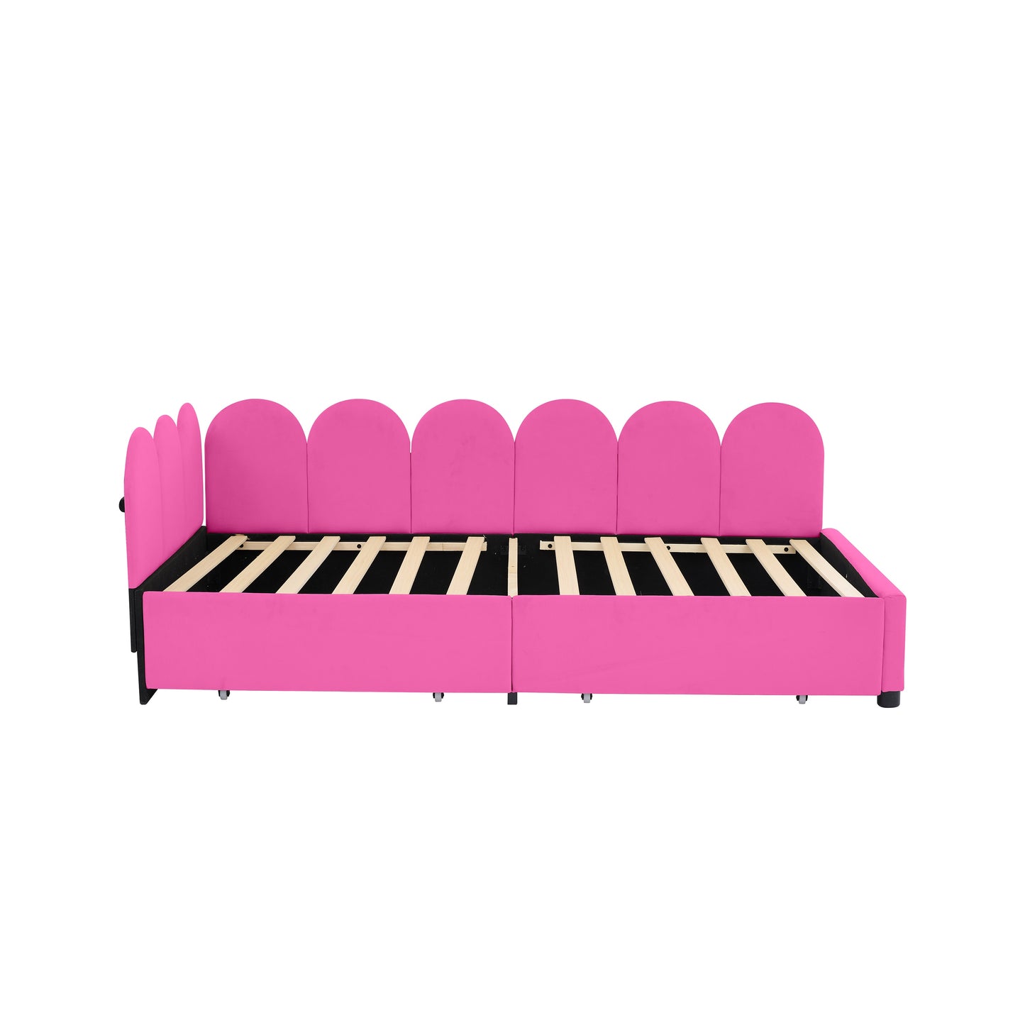 Damerin Twin Rose Red Wood Tufted Bed Frame