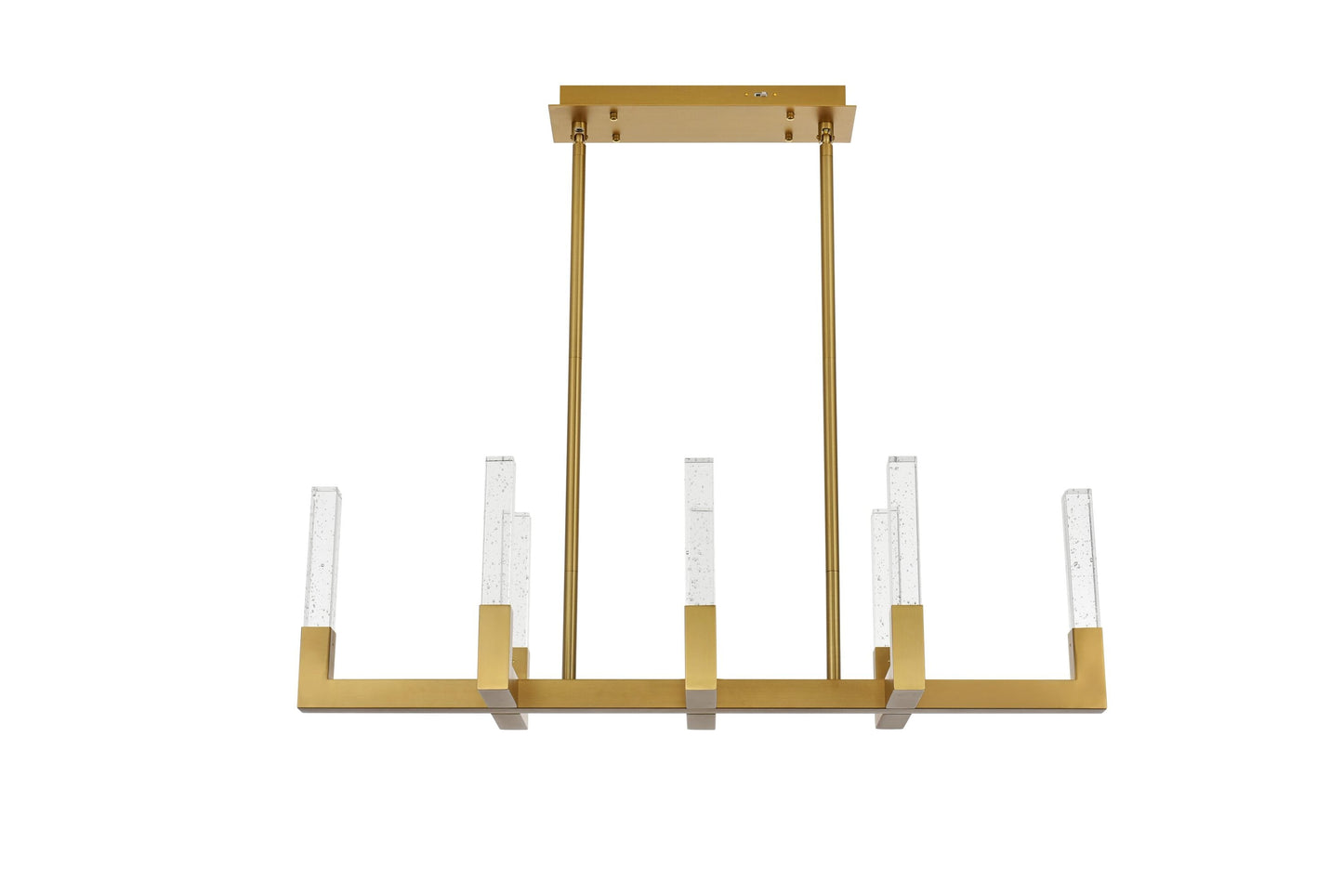 Elegant Decor Home Furnishing 8 -Light Satin Gold Modern/contemporary Seeded glass Linear Integrated LED Large Hanging Pendant light