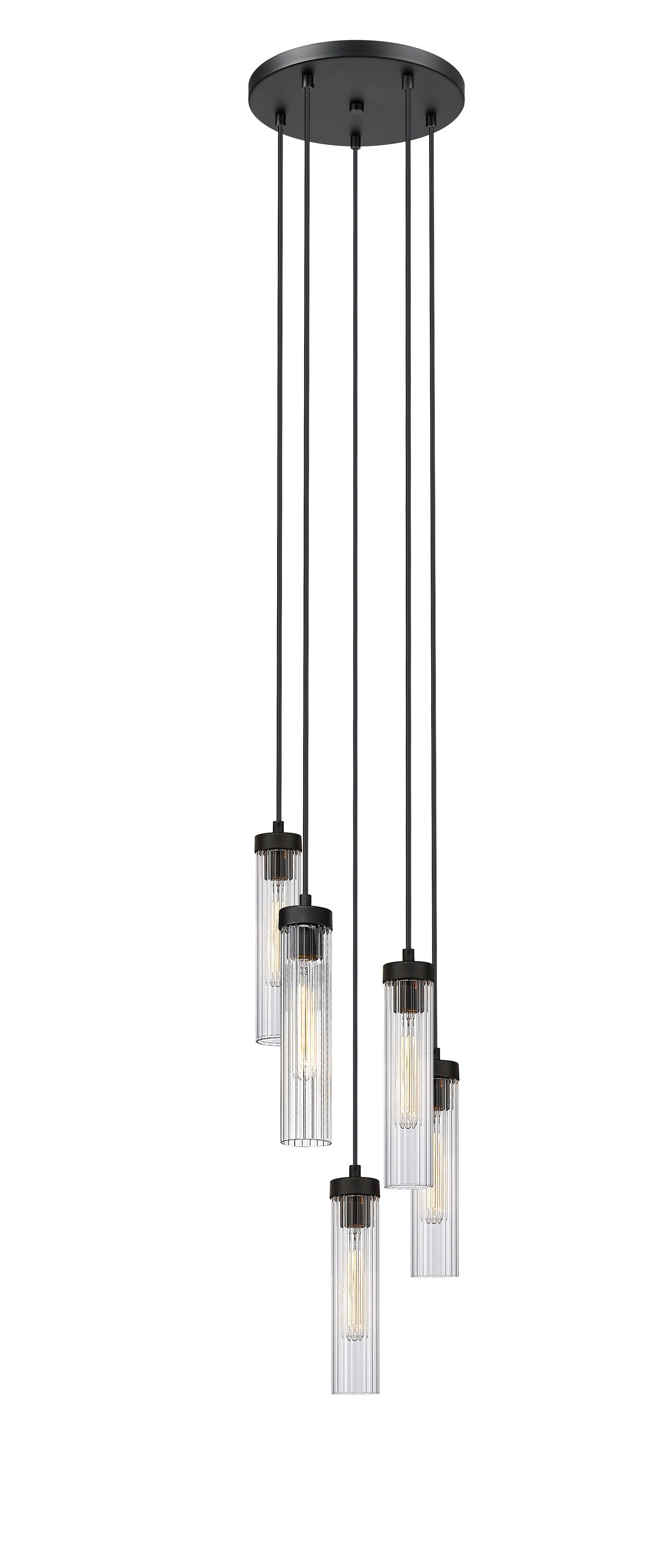 Z-Lite Beau 5 -Light Matte Black Transitional For Use in Bedrooms, Dining Rooms, Foyers, Kitchens, Living Rooms Chandelier