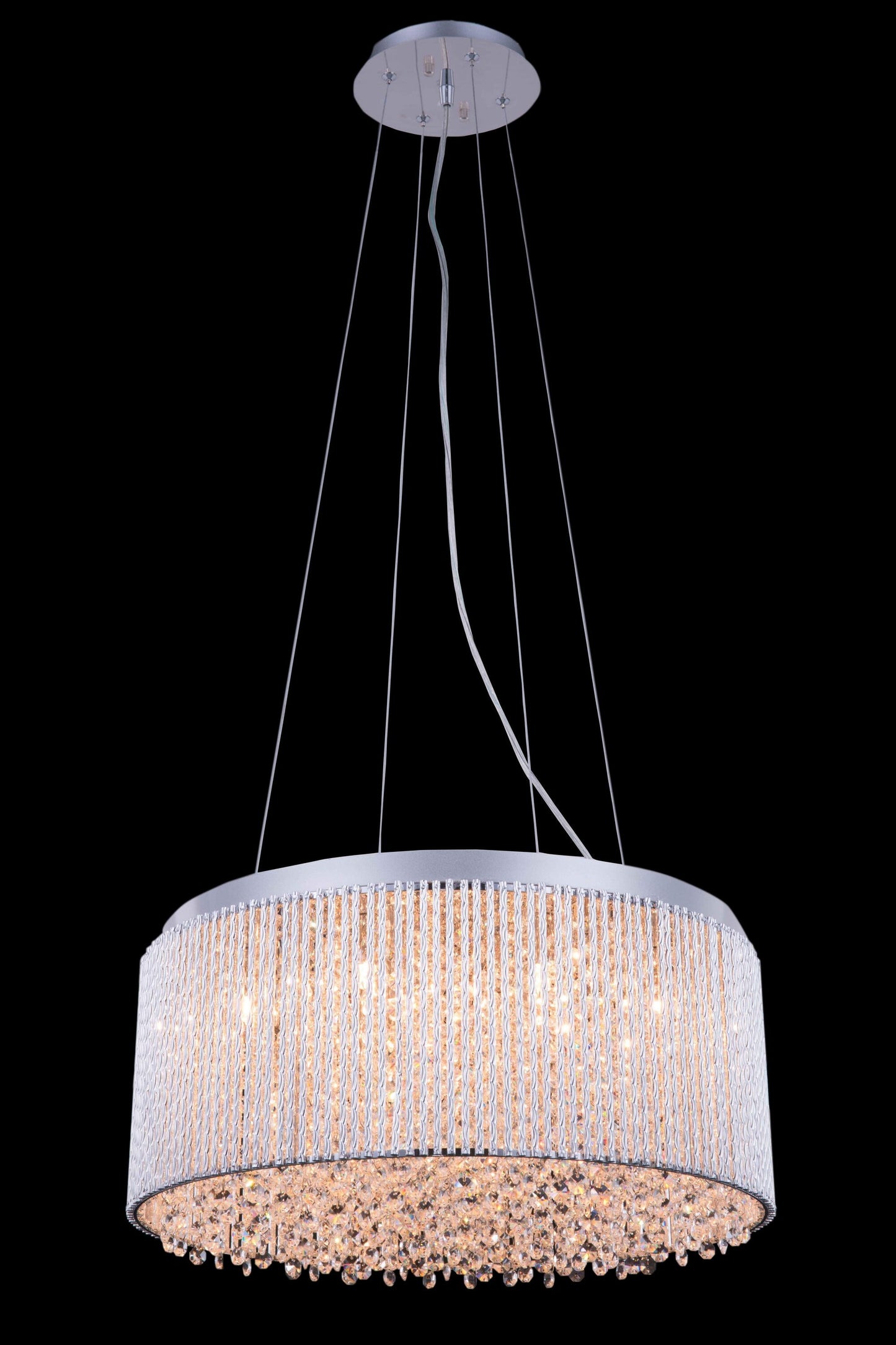 Elegant Decor Home Furnishing 12 -Light Chrome Modern/contemporary Metal Crystal Drum Medium Indoor Hanging Pendant Light