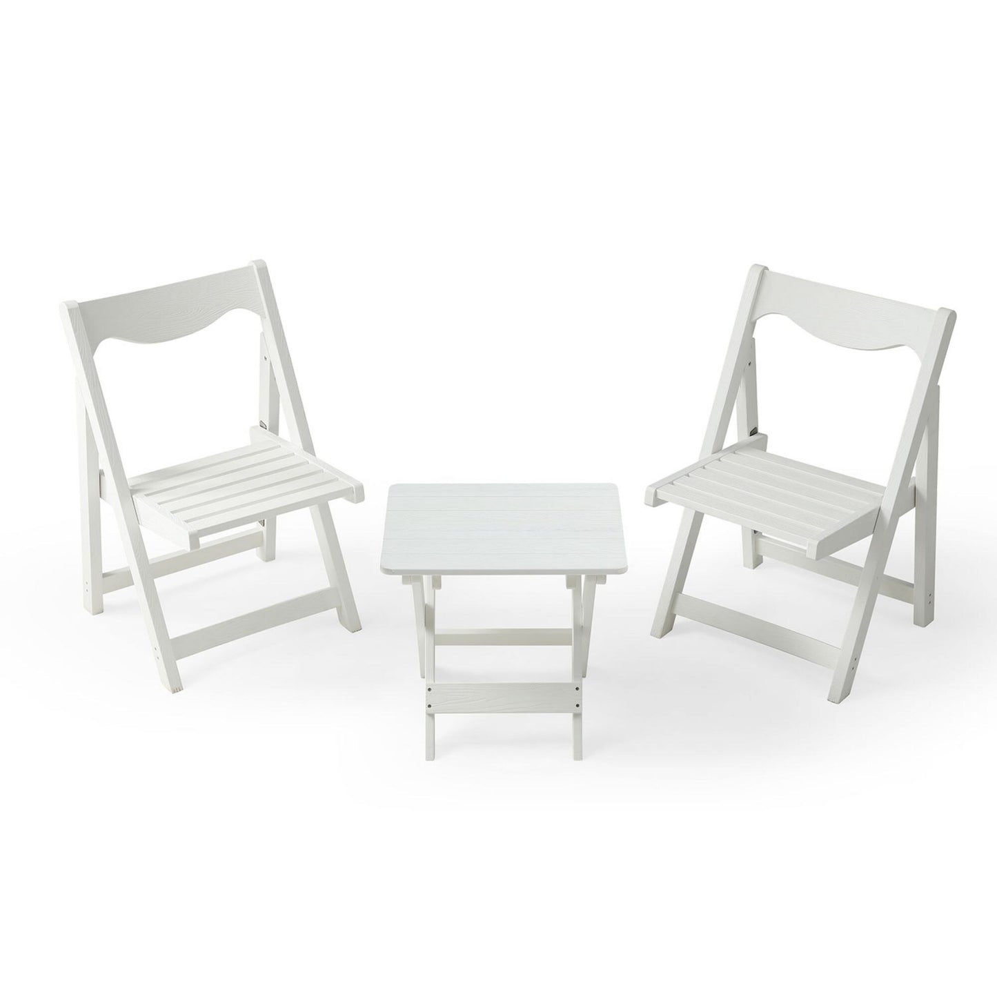 Forclover HIPS Foldable Small Table and Chair Set 3 -Piece Patio Conversation Set